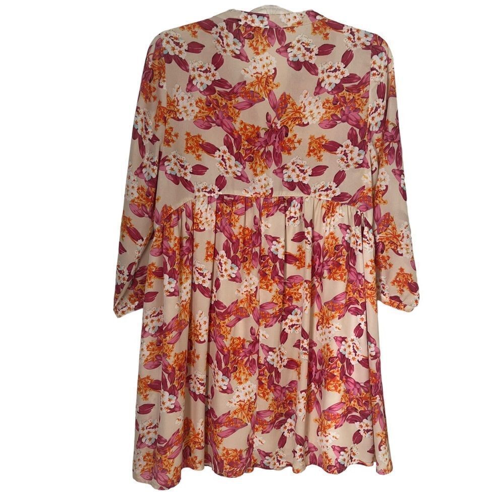 Entro In Bloom Taupe Floral Babydoll Dress sz S - Picture 3 of 9